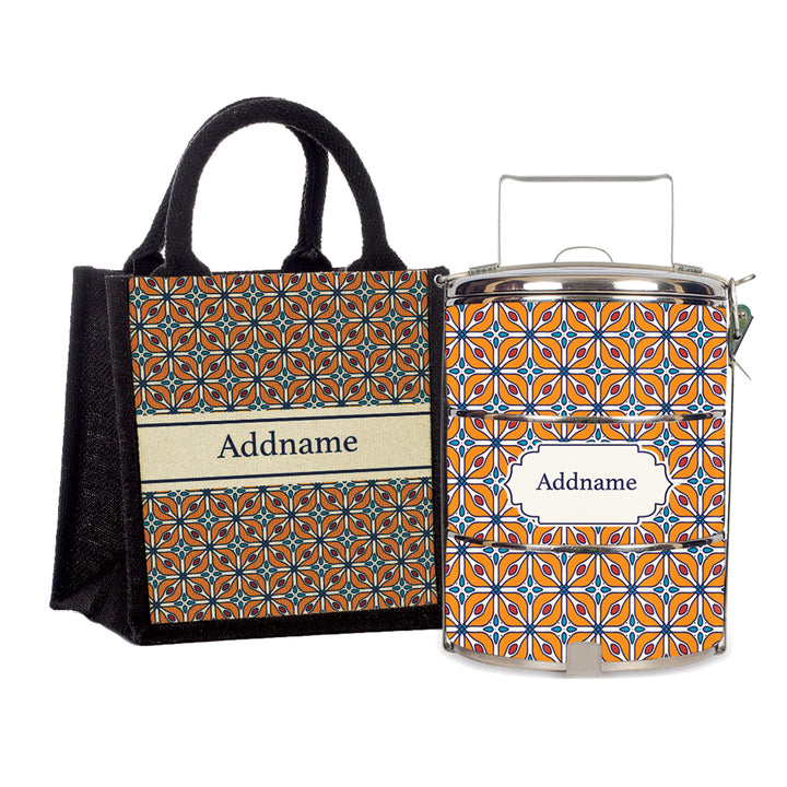 Teezbee.com - Moroccan Majolica Orange Tiffin Carrier & Lunch Bag