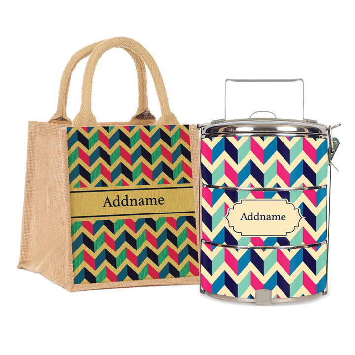 Teezbee.com - Retro Zigzag Tiffin Carrier & Lunch Bag