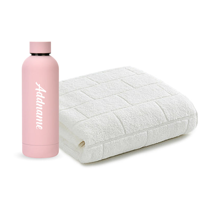 Antibacterial Bath Towel (White) + REVO Bottle Bundle