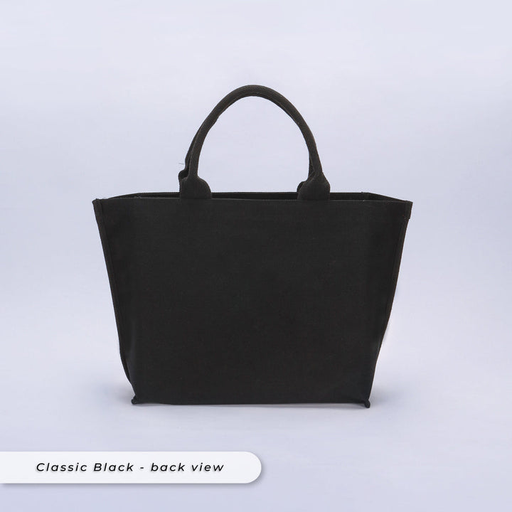 Teezbee.com - Classio Jumbo Canvas Tote Bag (Classic Black | back view)