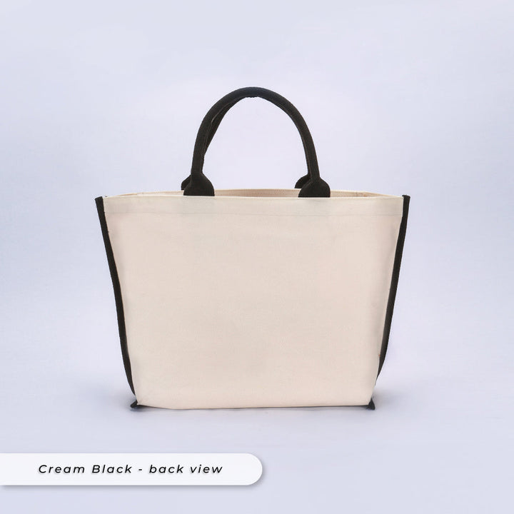 Teezbee.com - Classio Jumbo Canvas Tote Bag (Cream Black | back view)