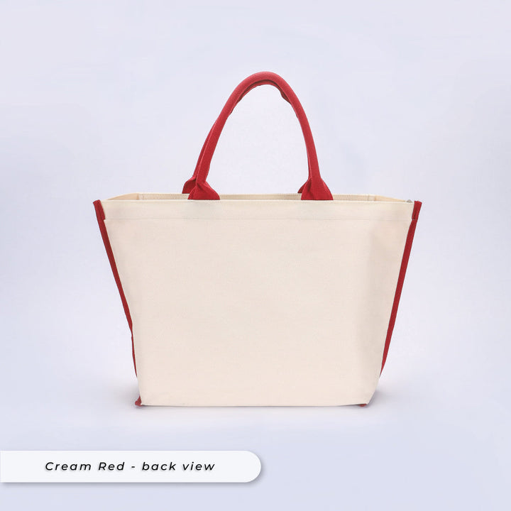 Teezbee.com - Classio Jumbo Canvas Tote Bag (Cream Red | back view)