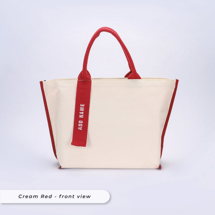 Teezbee.com - Classio Jumbo Canvas Tote Bag (Cream Red | front view)