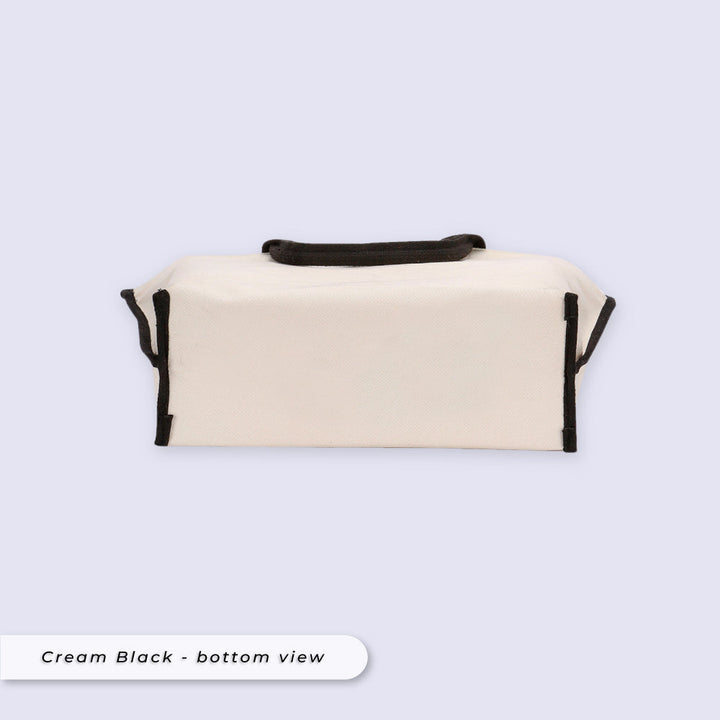 Teezbee.com - Classio Jumbo Canvas Tote Bag (Cream Black | bottom view)