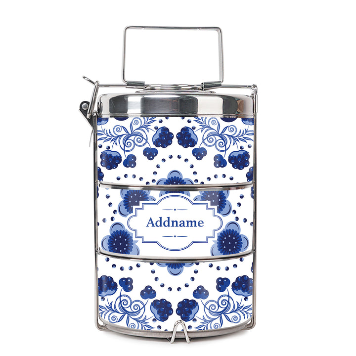 Teezbee.com - Chinese Blue Porcelain Insulated Tiffin Carrier
