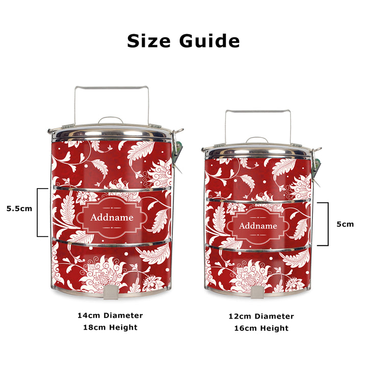 Teezbee.com - Chinese Red Porcelain Tiffin Carrier (Size Guide)