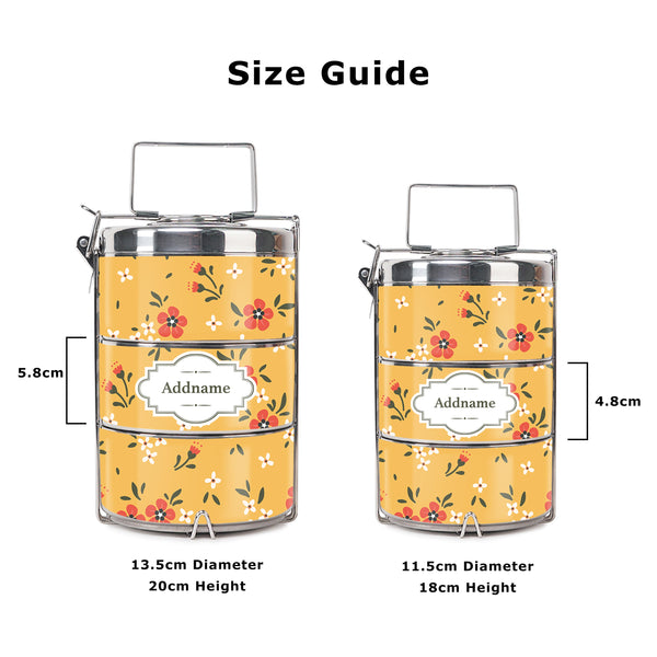 Teezbee.com - Cute Floral Insulated Tiffin Carrier (Size Guide)