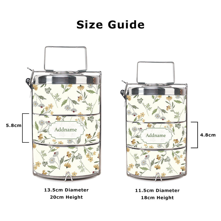 Teezbee.com - Daisy Sketch Insulated Tiffin Carrier (Size Guide)