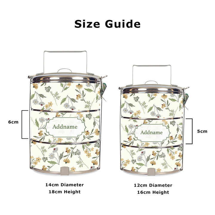 Teezbee.com - Daisy Sketch Tiffin Carrier (Size Guide)