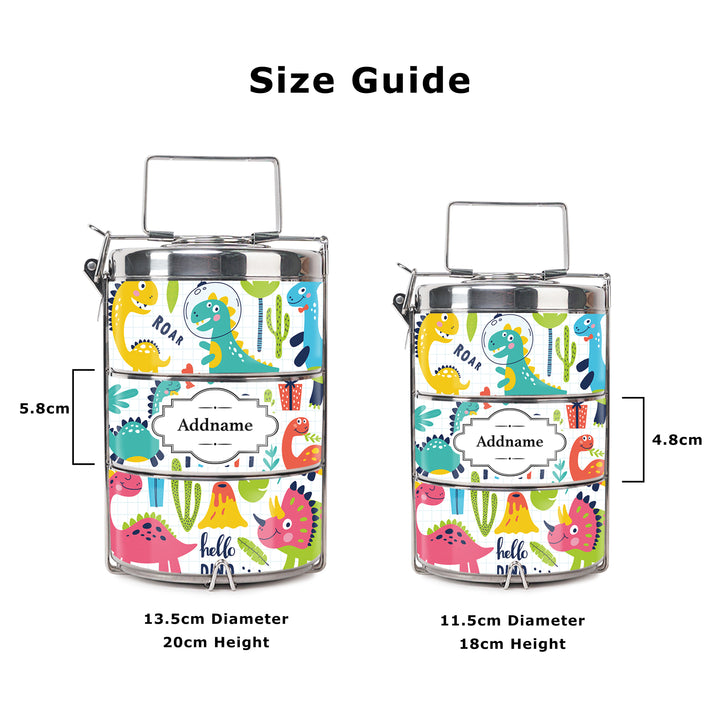 Teezbee.com - Dinosaur Insulated Tiffin Carrier (Size Guide)