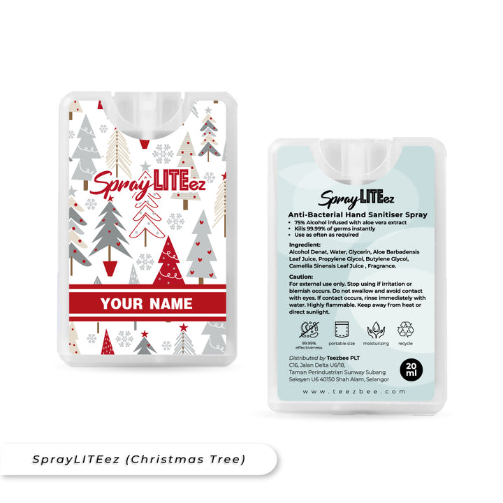 Teezbee.com - SprayLITE ez Personalised Pocket Spray (Christmas Tree)