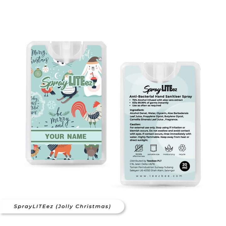 Teezbee.com - SprayLITE ez Personalised Pocket Spray (Jolly Christmas)