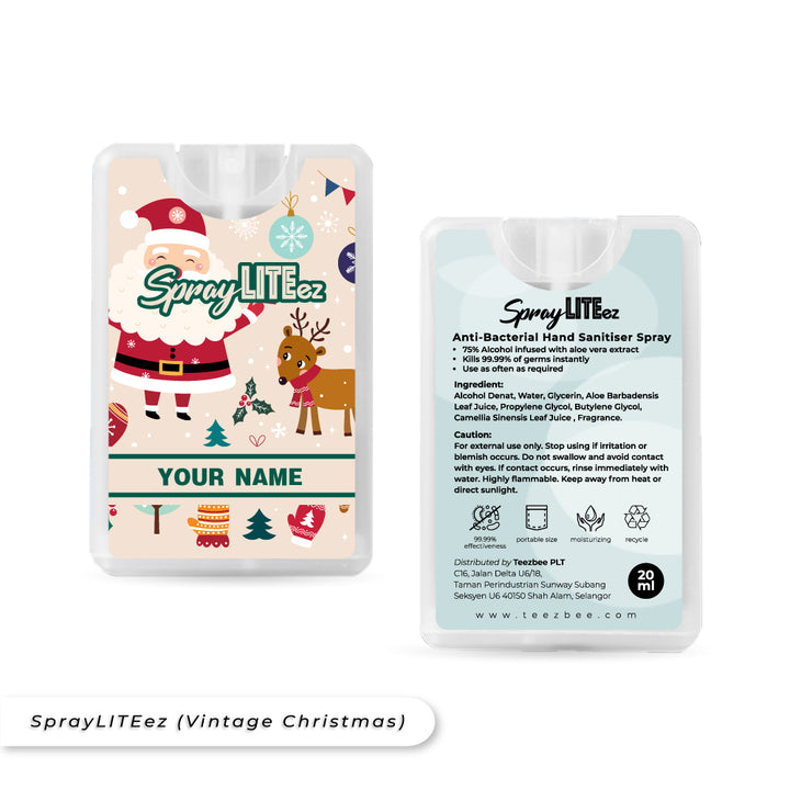 Teezbee.com - SprayLITE ez Personalised Pocket Spray (Vintage Christmas)