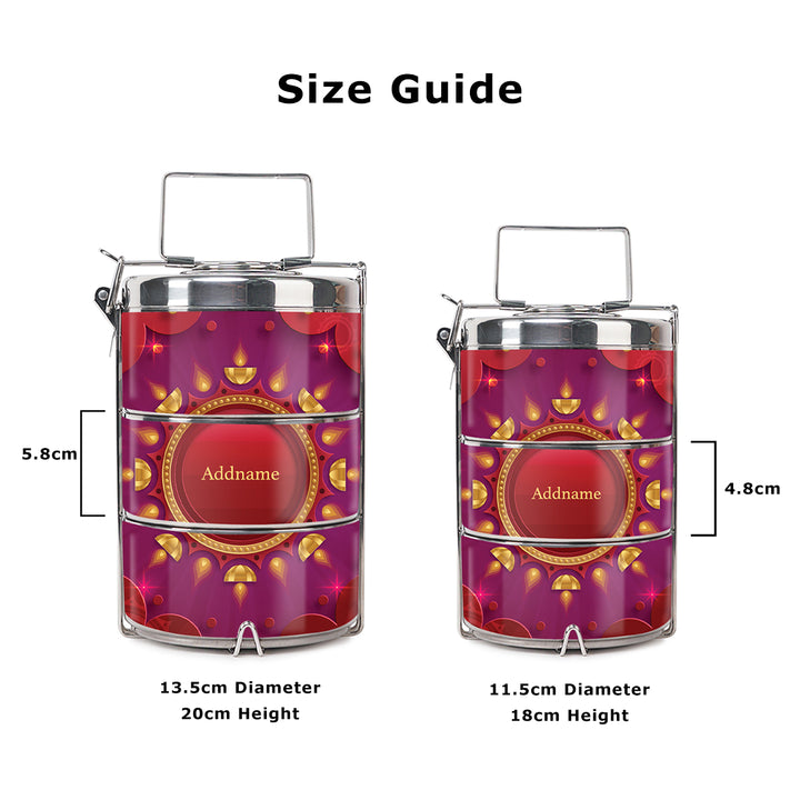 Teezbee.com - Festival of Lights Insulated Tiffin Carrier (Size Guide)