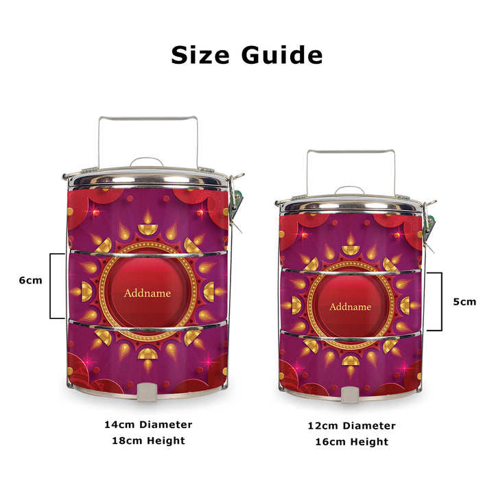 Teezbee.com - Festival of Lights Tiffin Carrier (Size Guide)
