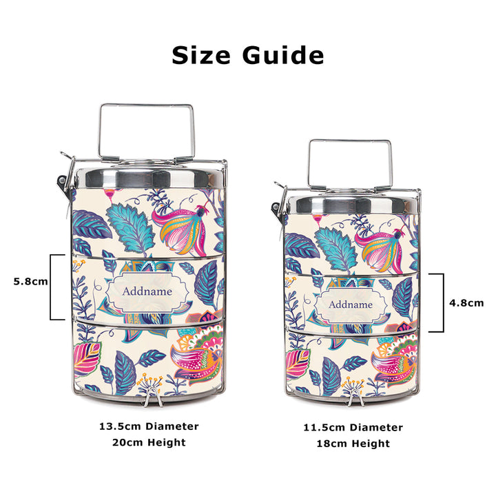 Teezbee.com - Flora Batik Insulated Tiffin Carrier (Size Guide)