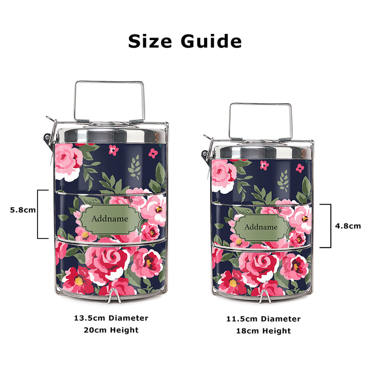 Teezbee.com - Flora Blossom Insulated Tiffin Carrier (Size Guide)