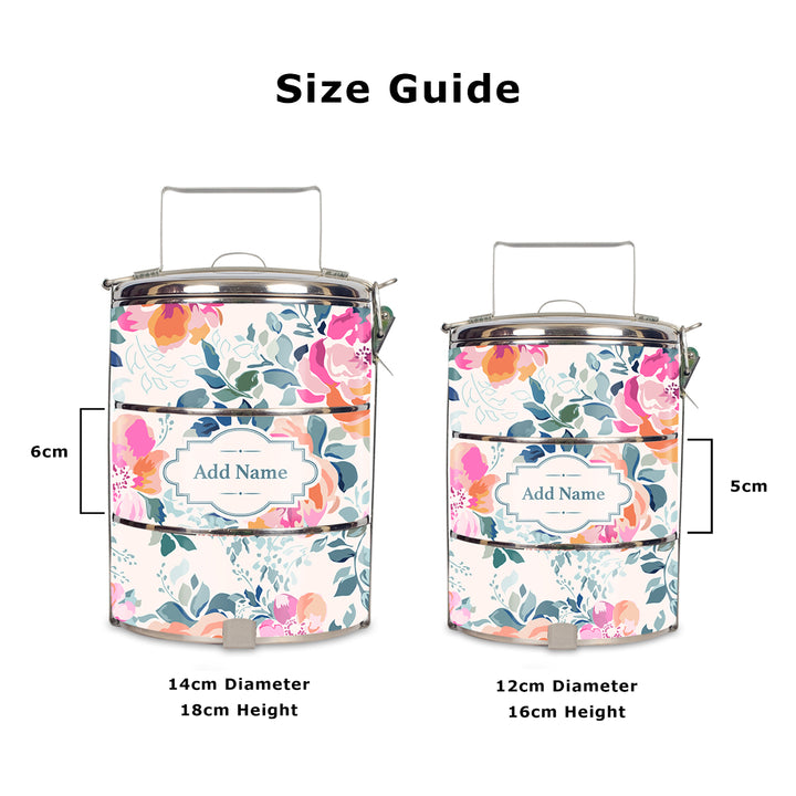 Teezbee.com - Flora Collage Tiffin Carrier (Size Guide)