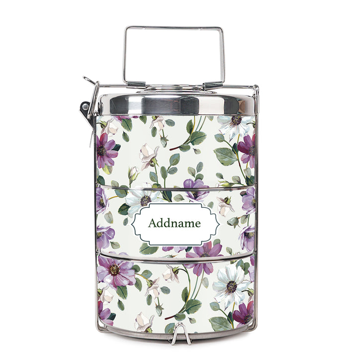 Teezbee.com - Flora Violet Insulated Tiffin Carrier
