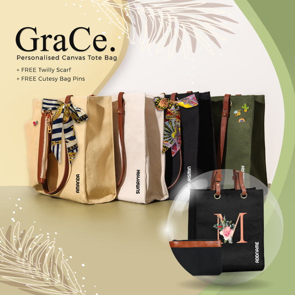 Teezbee.com - Grace Personalised Canvas Tote Bag