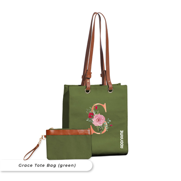 Teezbee.com - Grace Personalised Canvas Tote Bag (Green)