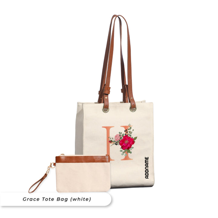 Teezbee.com - Grace Personalised Canvas Tote Bag (White)