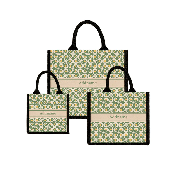 Teezbee.com - Mosaic Tile Jute Tote Bag (Black)