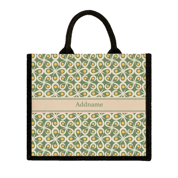 Teezbee.com - Mosaic Tile Jute Tote Bag (Black | Large)