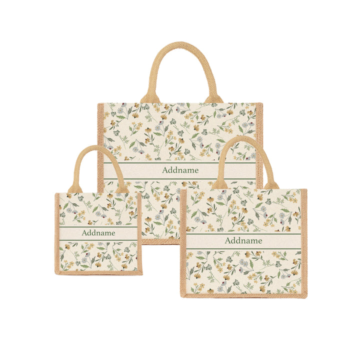 Teezbee.com - Daisy Sketch Jute Tote Bag (Natural)