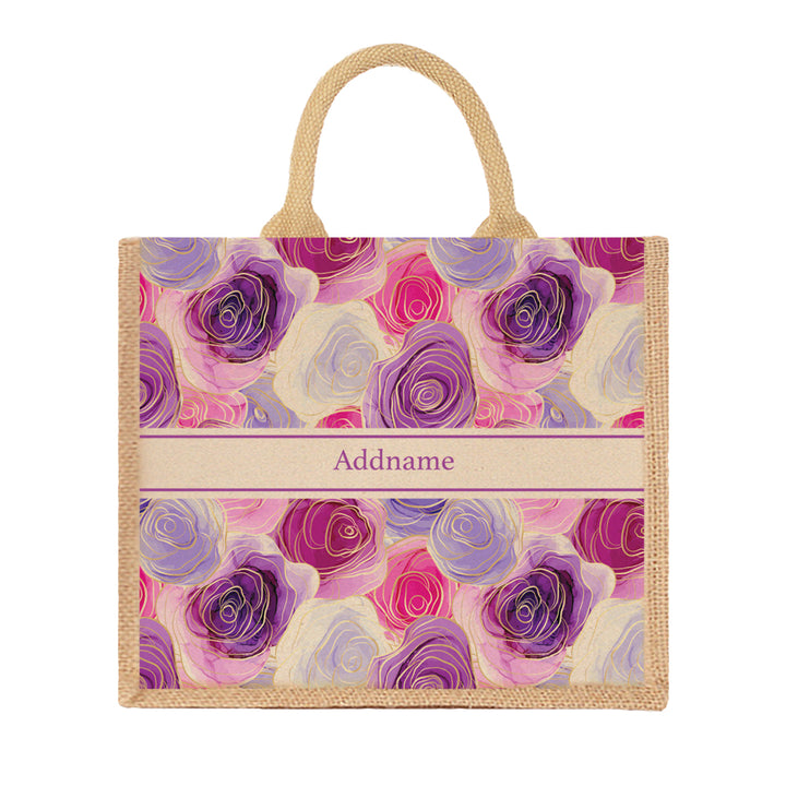 Teezbee.com - Abstract Rose Jute Tote Bag (Natural | Large)