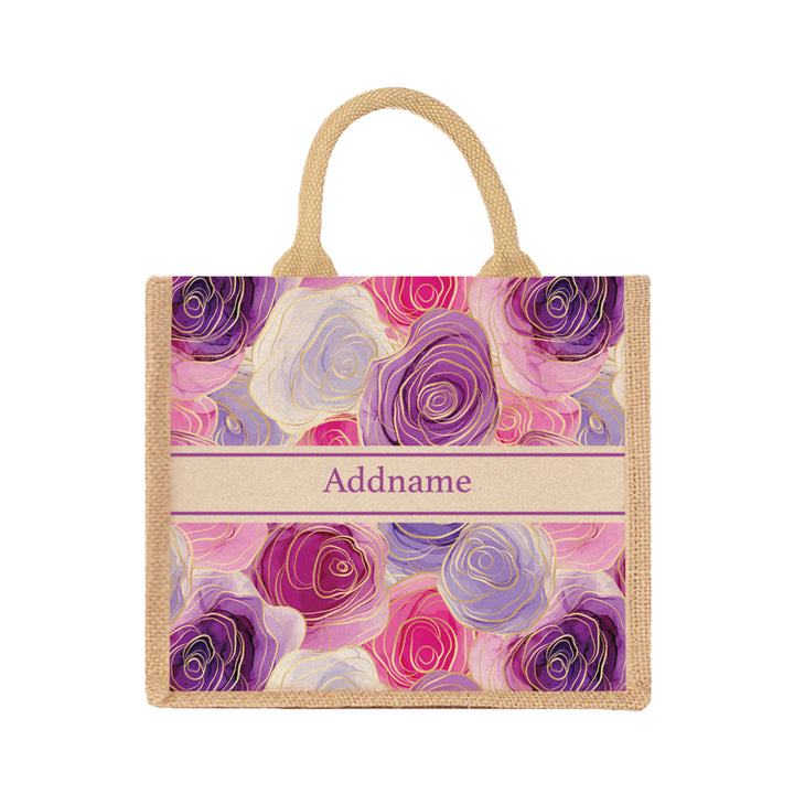 Teezbee.com - Abstract Rose Jute Tote Bag (Natural | Medium)
