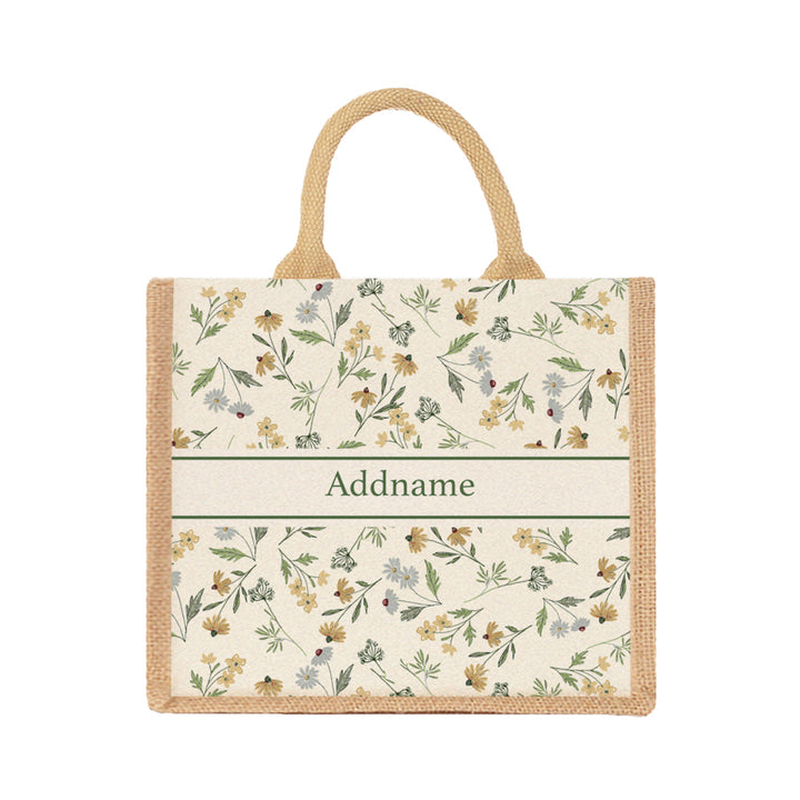 Teezbee.com - Daisy Sketch Jute Tote Bag (Natural | Medium)