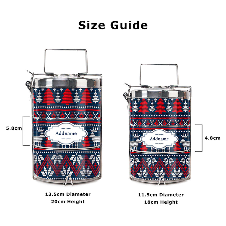 Teezbee.com - Knitted Christmas Insulated Tiffin Carrier (Size Guide)