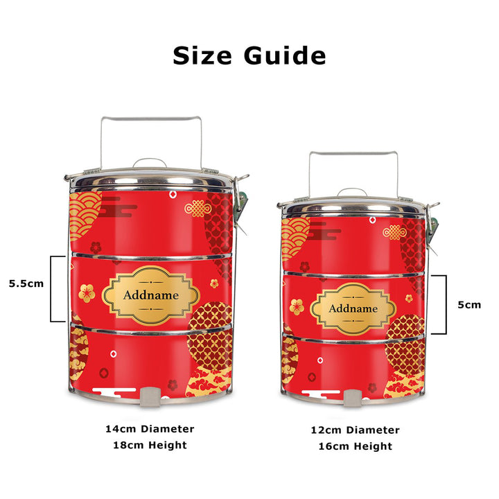 Teezbee.com - Lunar Fortune Tiffin Carrier (Size Guide)