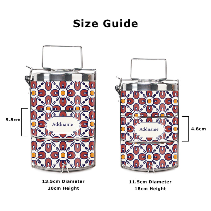 Teezbee.com - Moroccan Aegean Red Insulated Tiffin Carrier (Size Guide)