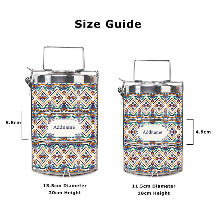 Teezbee.com - Moroccan Azulejo Pied Insulated Tiffin Carrier (Size Guide)