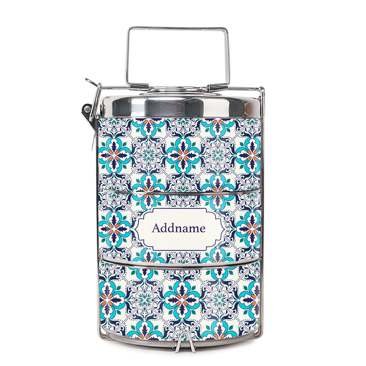 Teezbee.com - Moroccan Frost Blue Insulated Tiffin Carrier