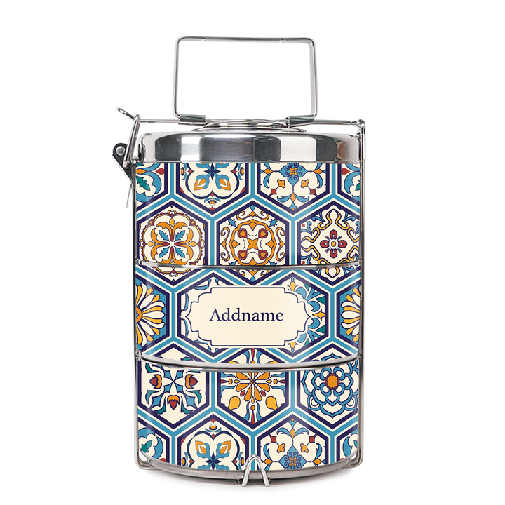 Teezbee.com - Moroccan Hexagon Pied Insulated Tiffin Carrier