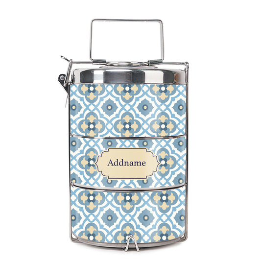 Teezbee.com - Mosaic Floret Blue Insulated Tiffin Carrier