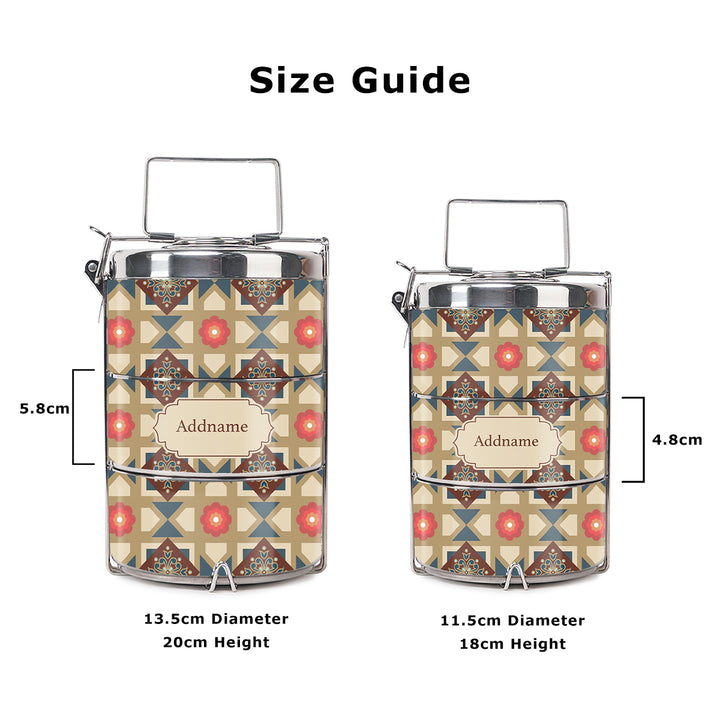 Teezbee.com - Mosaic Floret Oriental Insulated Tiffin Carrier (Size Guide)