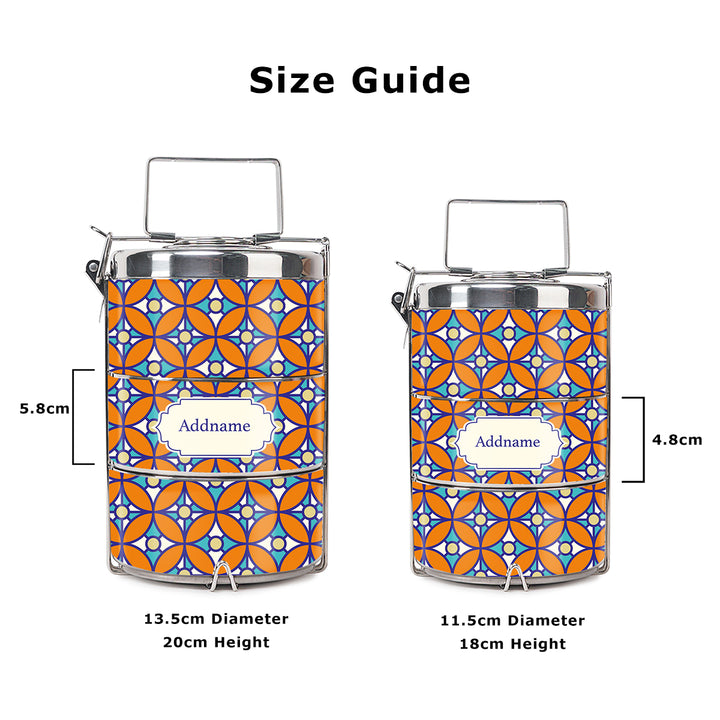 Teezbee.com - Mosaic Geo Brown Insulated Tiffin Carrier (Size Guide)