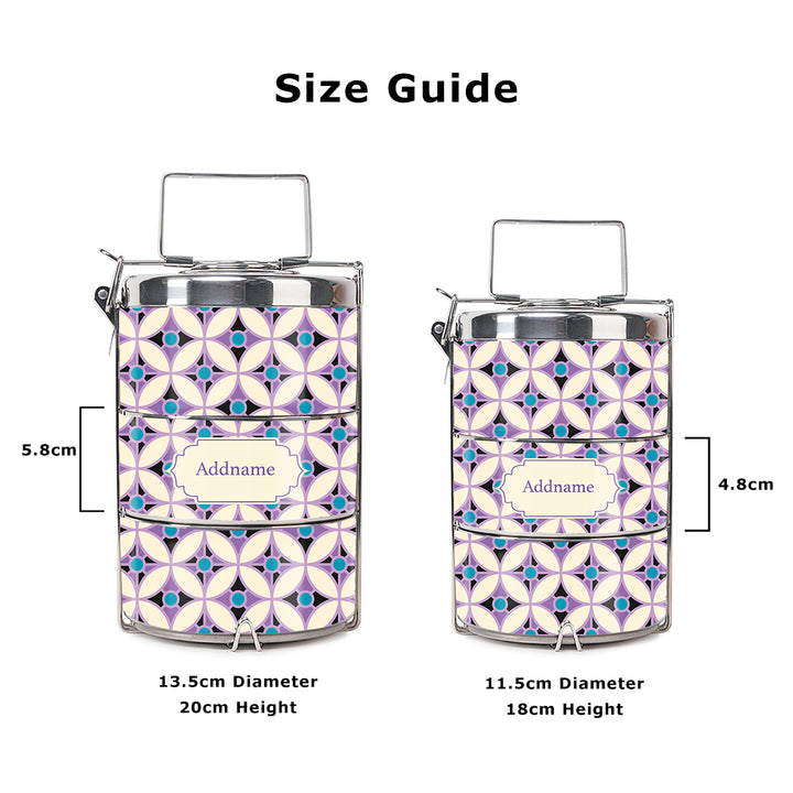 Teezbee.com - Mosaic Geo Cream Insulated Tiffin Carrier (Size Guide)