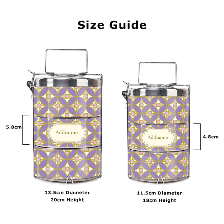 Teezbee.com - Mosaic Geo Purple Insulated Tiffin Carrier (Size Guide)