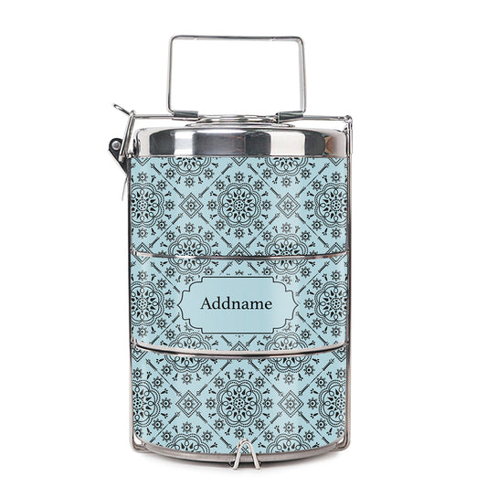 Teezbee.com - Mosaic Ornament Blue Insulated Tiffin Carrier
