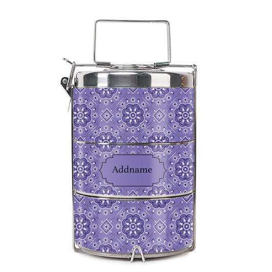 Teezbee.com - Mosaic Ornament Purple Insulated Tiffin Carrier