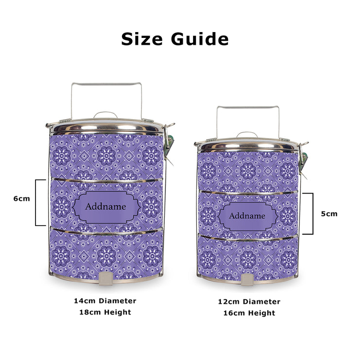 Teezbee.com - Mosaic Ornament Purple Tiffin Carrier (Size Guide)