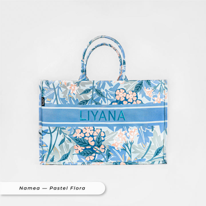 Teezbee.com - Namea Premium Tote Bag (Pastel Flora)