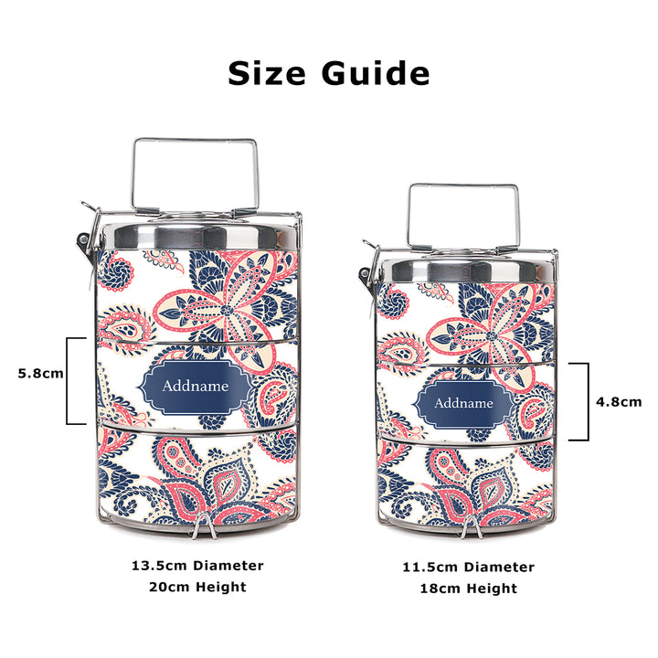 Teezbee.com - Paisley Batik Insulated Tiffin Carrier (Size Guide)