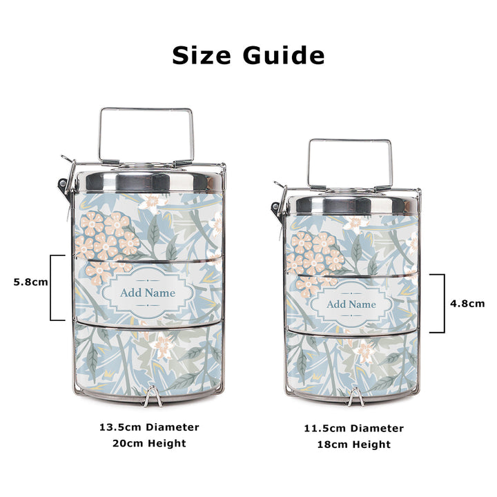 Teezbee.com - Pastel Flora Tiffin Carrier (Size Guide)