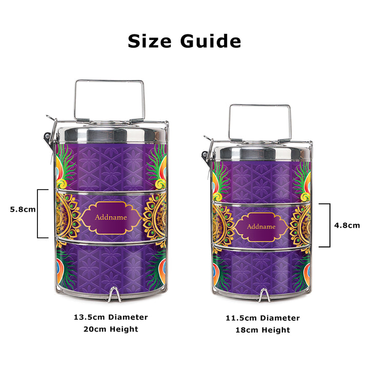 Teezbee.com - Diwali Peacock Insulated Tiffin Carrier (Size Guide)